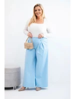 Dámské kalhoty Plus Size s širokými nohavicemi a model 21911614 modré - K-Fashion
