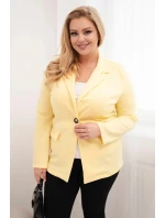 Dámská viskózová sako Plus Size s dlouhým rukávem a límcem žlutá