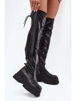 Dámské Kozačky Po Kolena Na Masivní Platformě Černé model 21707072 - Boto