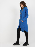 Dámská dlouhá mikina na zip s kapucí - modrá