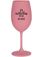 Sklenka - JSEM UČITELKA, DVĚ DECI FAKT NESTAČÍ - růžová sklenice na víno 350 ml