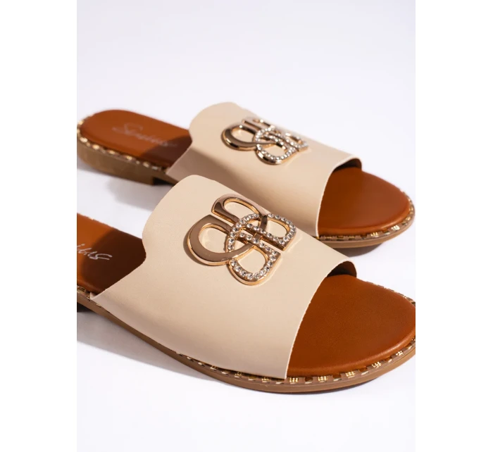 Moderní nazouváky dámské hnědé bez podpatku Moderní nazouváky dámské hnědé bez podpatku