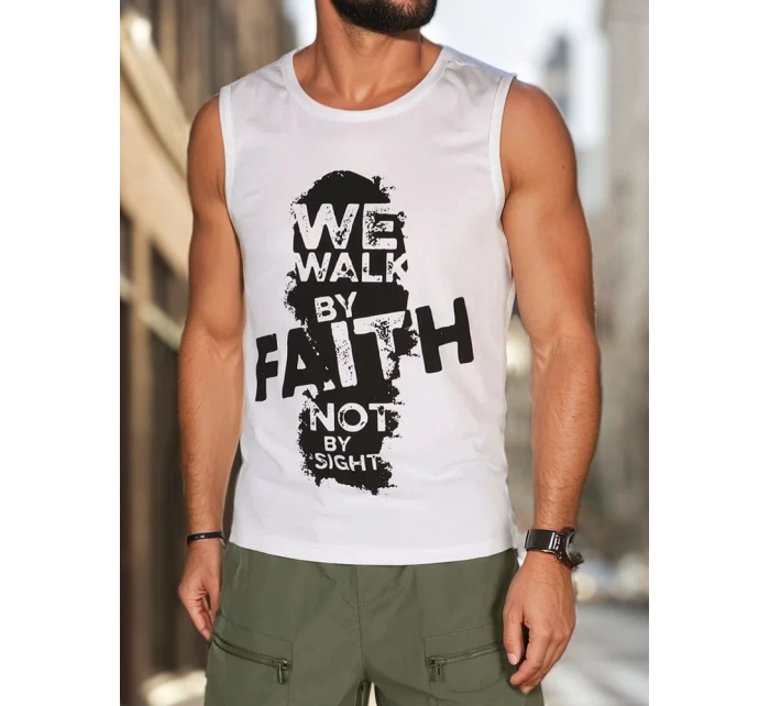 Pánské tričko bez rukávů bílé FashionStreet RX5658