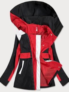 Červeno-černá dámská bunda větrovka s kapucí (YR1967)