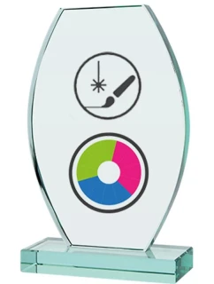 Trofeum szklane z nadrukiem kolorowym grawerowaniem  farbą i etui model 21829068