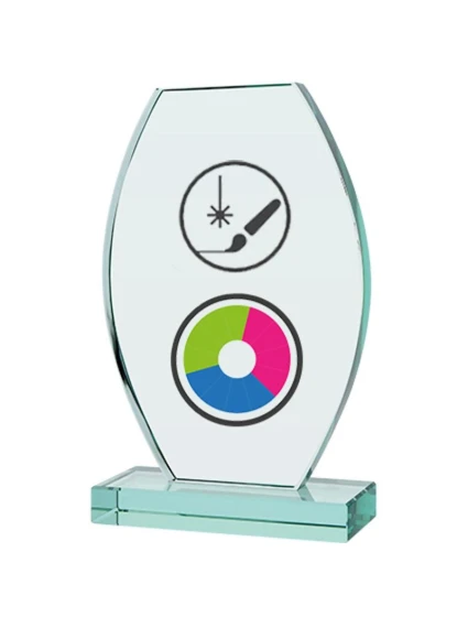 Trofeum szklane z nadrukiem kolorowym grawerowaniem  farbą i etui model 21829068