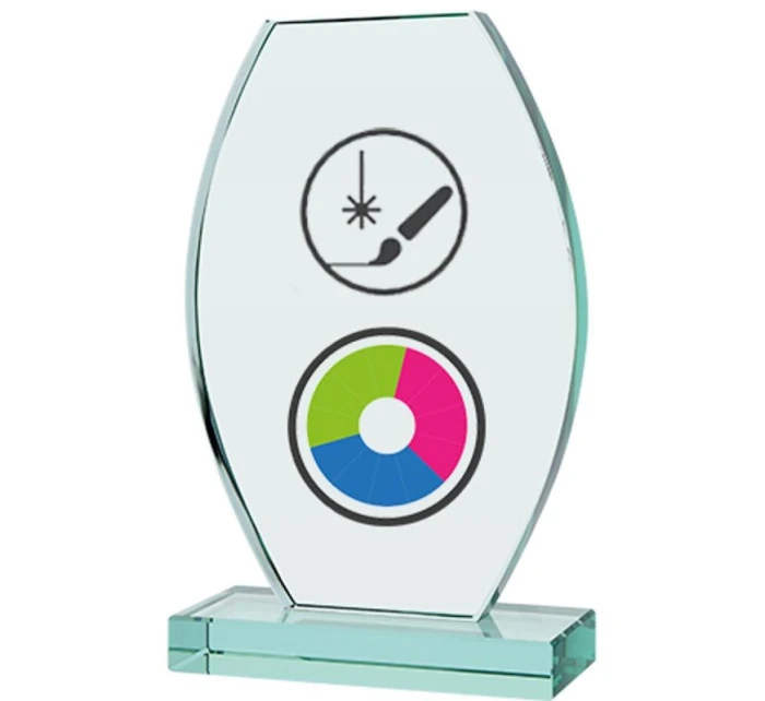 Trofeum szklane z nadrukiem kolorowym grawerowaniem  farbą i etui model 21829068