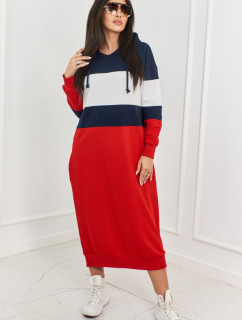 model 18856926 šaty s kapucí námořnická modř + bílá + červená - K-Fashion