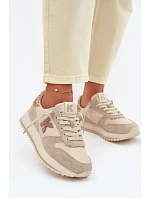 Kožené Semišové Dámské Tenisky Na Platformě  Béžové model 22073057 - VINCEZA