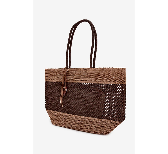 Velká Pletená Nákupní Taška s Přívěskem Hnědá Lucette