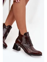 Dámské zateplené botky na podpatku s masivním podpatkem a ozdobným detailem – tmavě hnědé Zazoo Dámské zateplené botky na podpatku s masivním podpatkem a ozdobným detailem – tmavě hnědé Zazoo