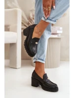 Zazoo 20168 Elegantní Dámské Polobotky Na Podpatku Přírodní Kůže Černá