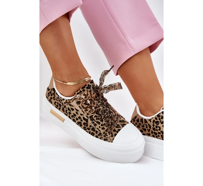 Dámské Tenisky Na Masivní Platformě S Ozdobným Šněrováním Leopardí Hnědé Zidora Dámské Tenisky Na Masivní Platformě S Ozdobným Šněrováním Leopardí Hnědé Zidora