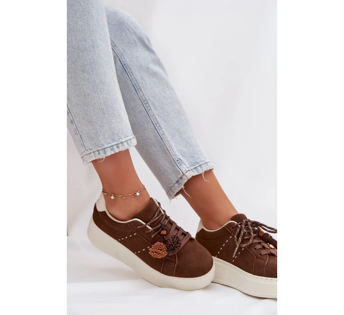 Dámské tenisky na platformě s ozdobnými čokoládové model 21919538 - Boto Dámské tenisky na platformě s ozdobnými čokoládové model 21919538 - Boto