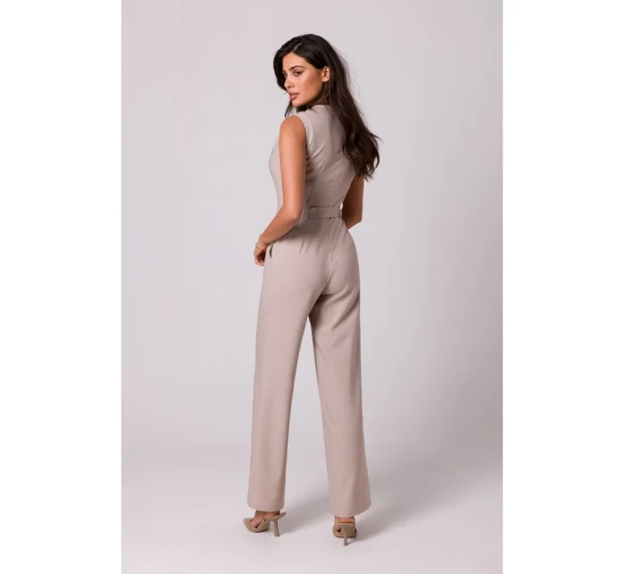 B256 Kombinéza bez rukávů s kapsami - béžová