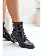 Lakované Kotníkové Boty Na Podpatku Zateplené Černé Lakované Kotníkové Boty Na Podpatku Zateplené Černé