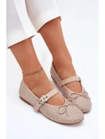Dámské zdobené baleríny s a páskem – béžové model 21836904 - Kesi