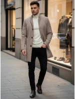 Pánský jednořadový kabát hnědý FashionStreet CX0442 Pánský jednořadový kabát hnědý FashionStreet CX0442