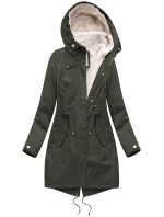 Dámská zimní bunda parka v army barvě s odepínací podšívkou a kapucí (7626BIG) Dámská zimní bunda parka v army barvě s odepínací podšívkou a kapucí (7626BIG)