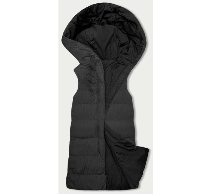 Černá oboustranná oversize vesta s kapucí (V724)