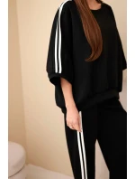 Dámský viskózový komplet máslový s širokými nohavicemi a volnou blůzou černý Dámský viskózový komplet máslový s širokými nohavicemi a volnou blůzou černý