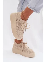 Spletané dámské tenisky na platformě Béžové Evalora Spletané dámské tenisky na platformě Béžové Evalora