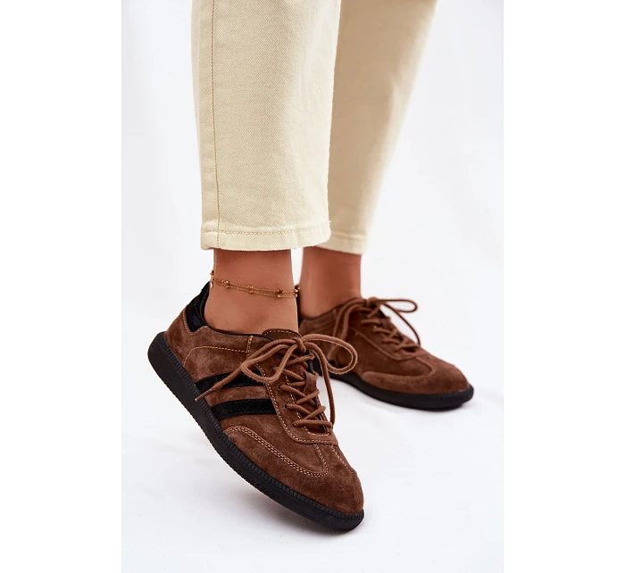 Kožené semišové dámské tenisky hnědé model 22100244 - Boto Kožené semišové dámské tenisky hnědé model 22100244 - Boto