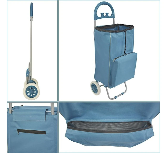 NÁKUPNÍ TAŠKA NA KOLEČKÁCH S RÁMEM 40L MODRÁ