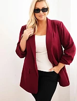 Dámská elegantní plus size sako bordó