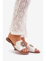 Kožené Pantofle S Dekorací Na Plochém Podpatku Zlato Lewski model 21682248 - Boto Kožené Pantofle S Dekorací Na Plochém Podpatku Zlato Lewski model 21682248 - Boto