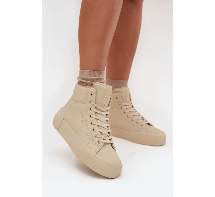 Zateplené dámské tenisky na platformě Big Star OO274795 Béžové Zateplené dámské tenisky na platformě Big Star OO274795 Béžové