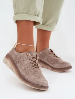 Kožené dámské tenisky s perforací Sergio Leone SP-002 šedé