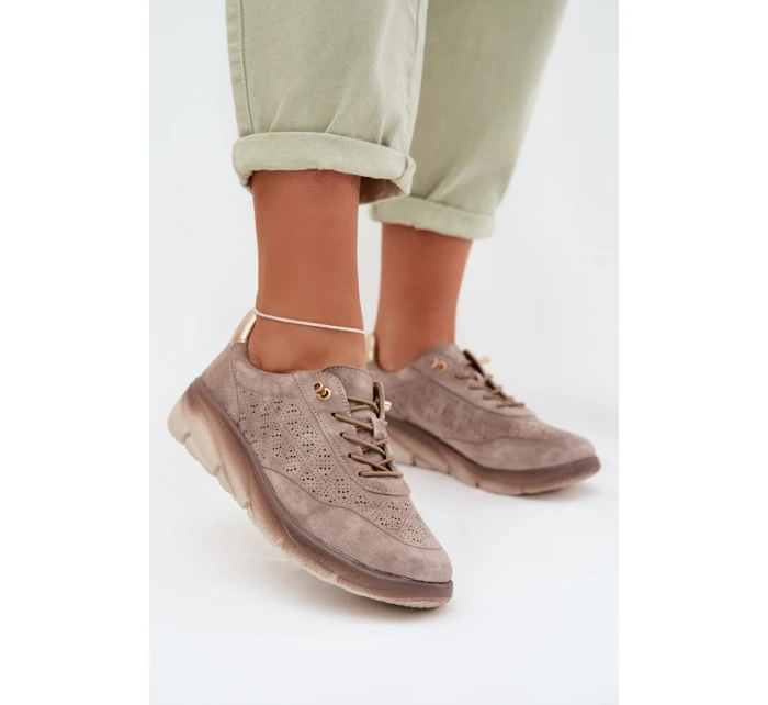 Kožené dámské tenisky s  šedé model 22026514 - SERGIO LEONE