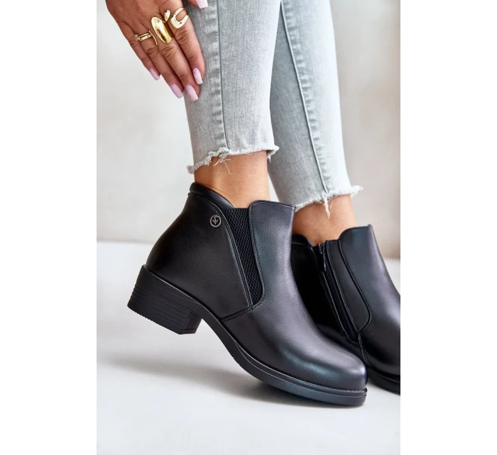 Kotníkové boty s nízkým svrškem zateplené kožíškem Vinceza černé Kotníkové boty s nízkým svrškem zateplené kožíškem Vinceza černé