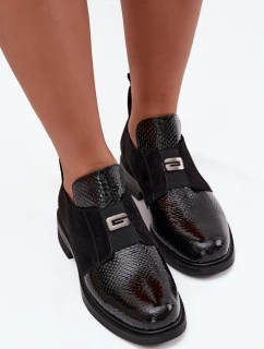 Dámské botky Vinceza – černé, lakované, zateplené, na nízkém podpatku