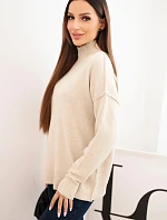 Dámský svetr volný styl 35209 Béžový - K-Fashion