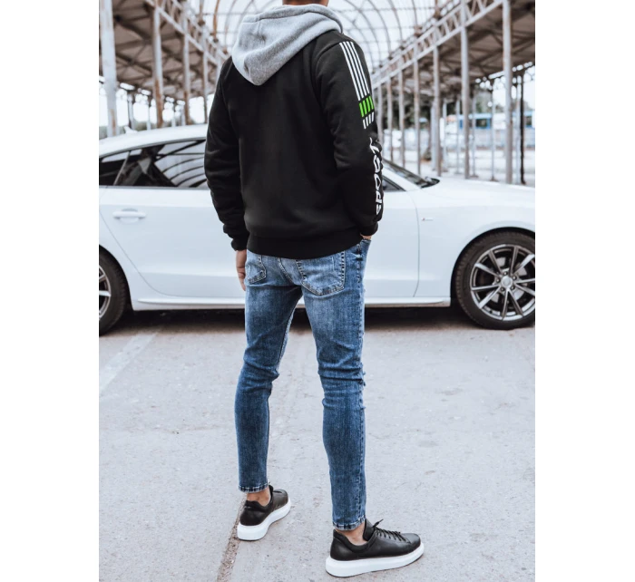 Pánská zateplená mikina s potiskem černá FashionStreet BX5613