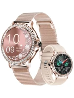 Dámské chytré hodinky VELTORI VT320-1 Zlatý náramek + růžový silikonový řemínek Dámské chytré hodinky VELTORI VT320-1 Zlatý náramek + růžový silikonový řemínek