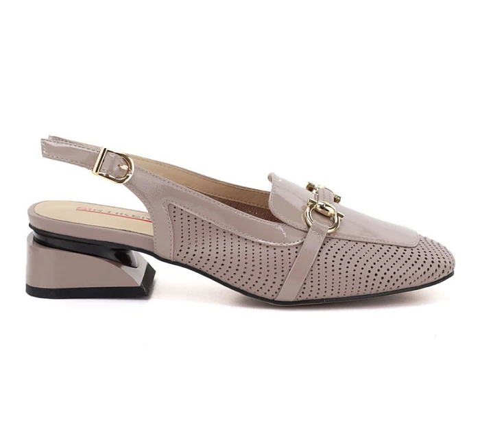 Dámské sandály z lakované kůže béžové model 22120337 - Artiker