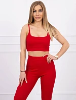 Souprava s halenkou s žebrováním červená