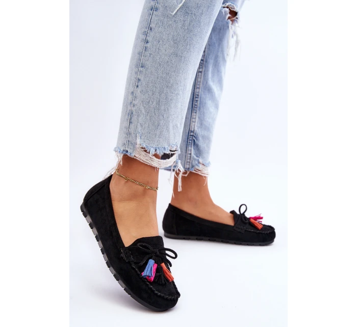 Semišové Mokasíny S Mašlí A Černá model 21623144 - Boto Semišové Mokasíny S Mašlí A Černá model 21623144 - Boto