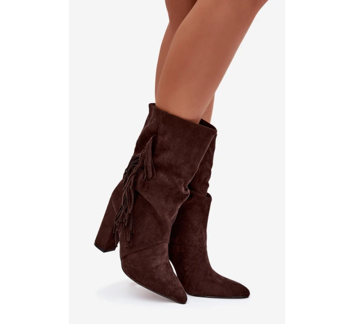 Zateplené dámské kotníkové boty na sloupkovém podpatku Darlina – čokoládové Zateplené dámské kotníkové boty na sloupkovém podpatku Darlina – čokoládové