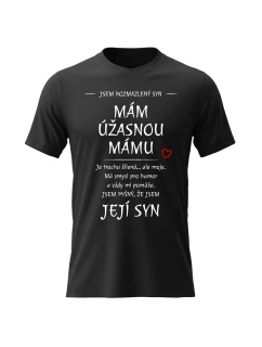 Pánské bavlněné tričko s potiskem - MÁM ÚŽASNOU MÁMU - černé