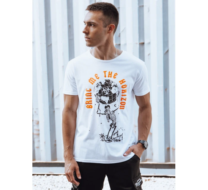 Pánské bílé tričko s potiskem FashionStreet RX5619