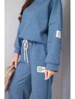 Dámská souprava máslo mikina + džíny melange modrý