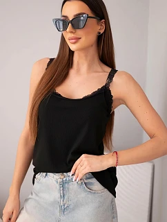 Dámská halenka na ramínkách s krajkovým model 22040216 černá - K-Fashion