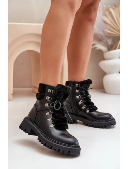 Zateplené kotníkové boty na zip z eko kůže černé model 21679613 - Boto Zateplené kotníkové boty na zip z eko kůže černé model 21679613 - Boto
