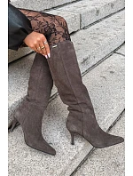 Semišové kozačky na podpatku s vyhříváním Big Star tmavě hnědé model 22386452 - Big Star Shoes Semišové kozačky na podpatku s vyhříváním Big Star tmavě hnědé model 22386452 - Big Star Shoes