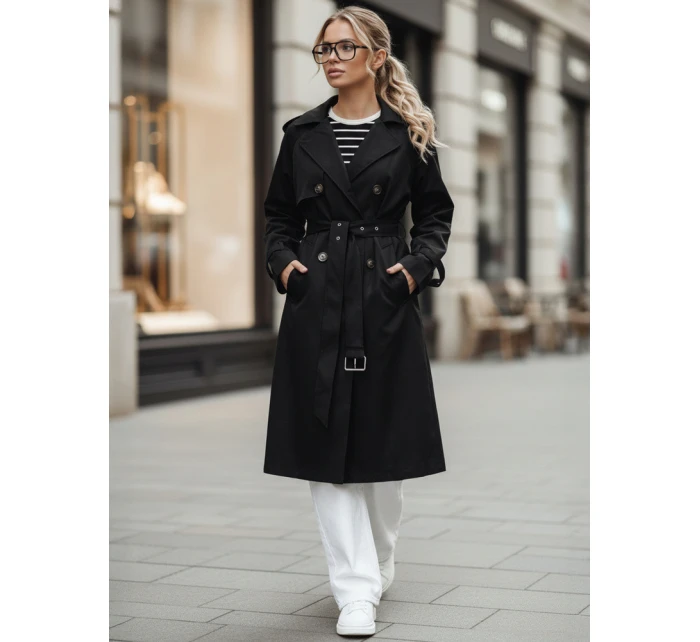 FashionStreet černý dvouřadový trenčkot TY5354