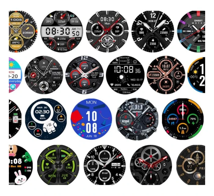 Rubicon RNCE88-1 Smartwatch Black- Černý silikonový řemínek + černý kožený řemínek